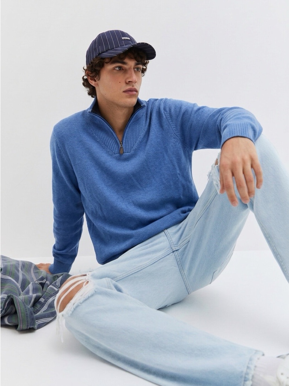 Brooks Brothers Blue Half-Zip Sweater